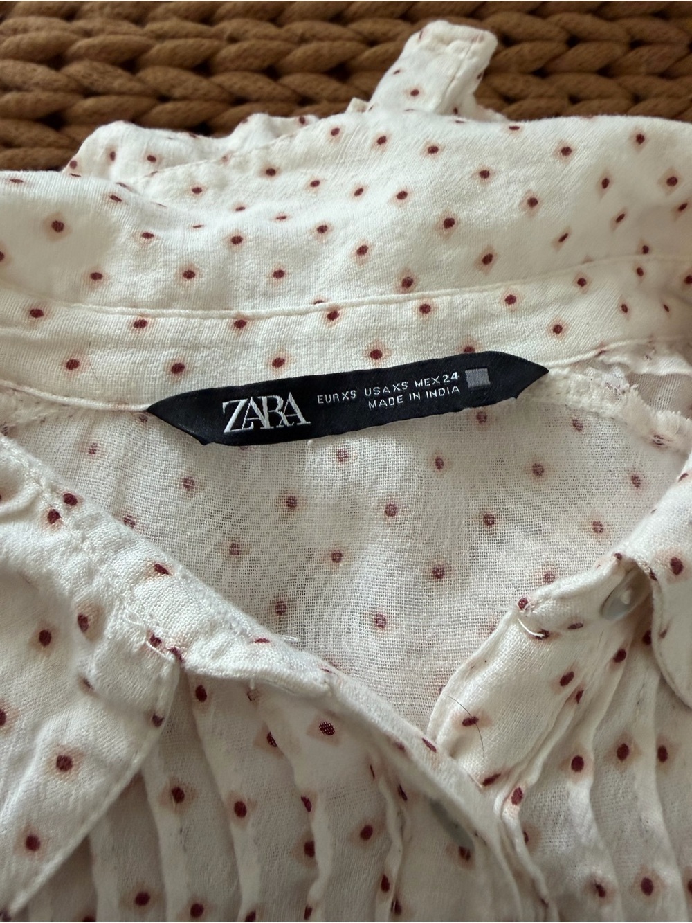 Zara Cream Midi Dress with Tiny Red Dot Print - Picture 3 of 3